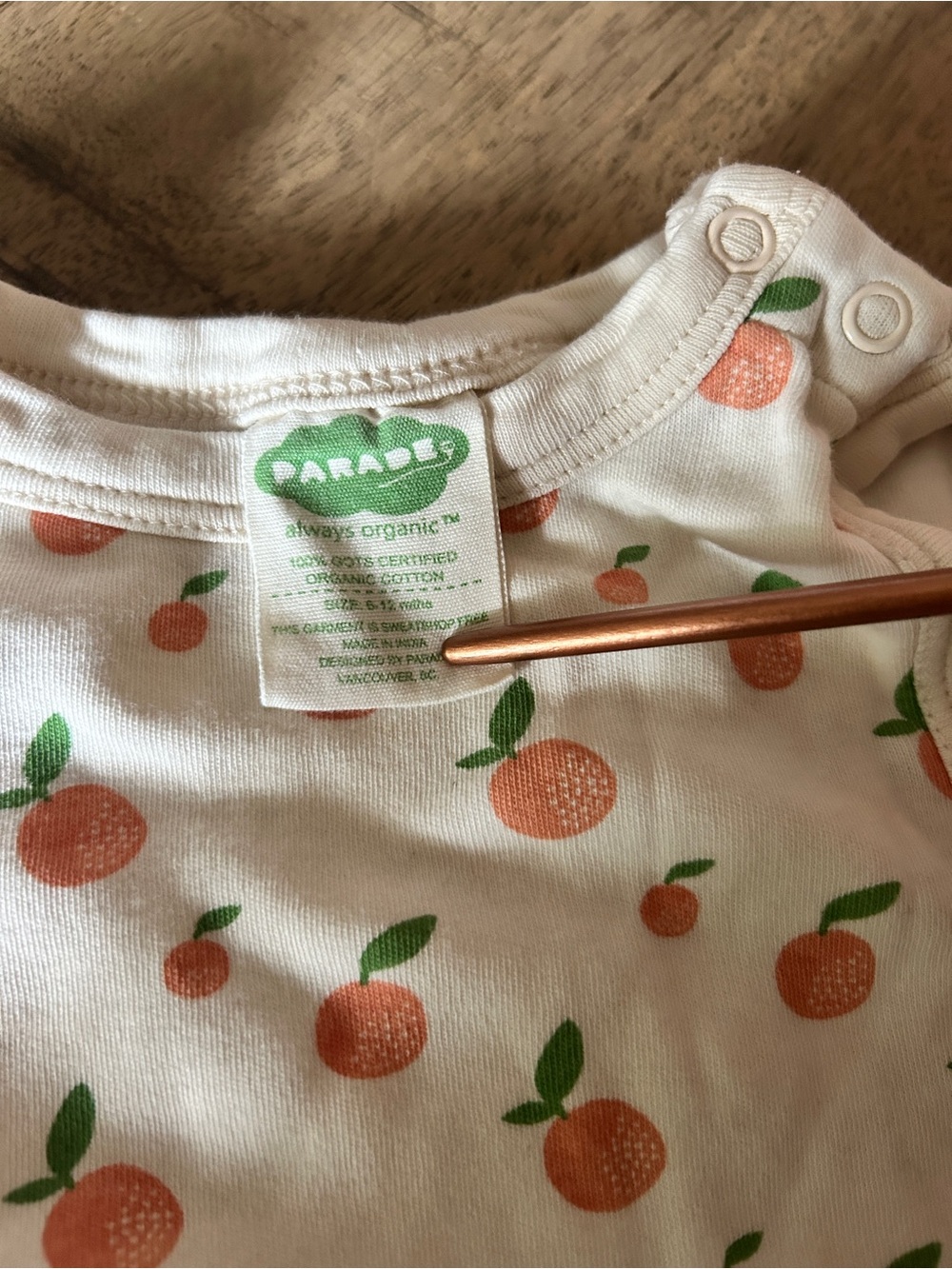 Parade Organic Cotton Orange Print Romper size 6-12 months